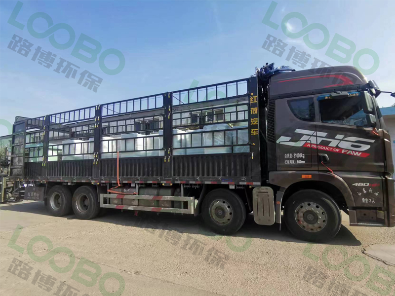 編號LB-XZ移動式焊接煙塵凈化器，裝車啟程，發(fā)往江蘇